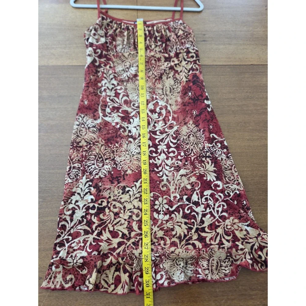 Vtg Y2k Studio Y Baby Doll Ruched Bust Sleeveless Dress Ruffled‎ Hem Sz M/L Red